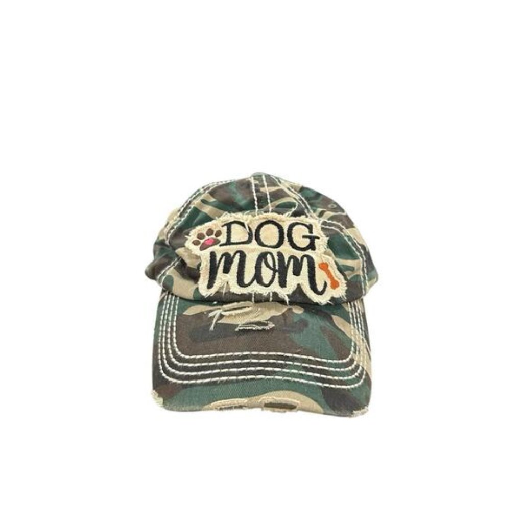 Dog Mom Cap Women's Camo Distressed Hat By Kbethos Vintage Camouflage Adjustable